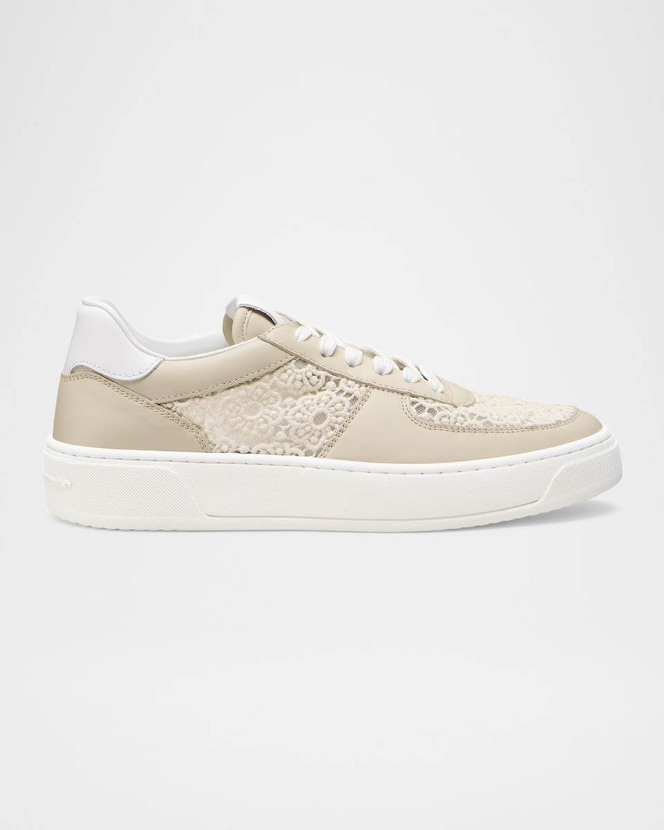 Courtside Leather Lace Low-Top Sneakers
